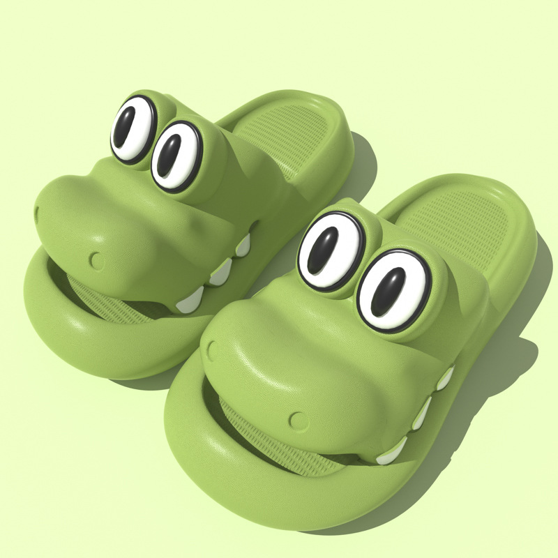 可爱卡通小鳄鱼拖鞋女夏季室内eva厚底踩屎感防滑透气凉拖鞋外穿
