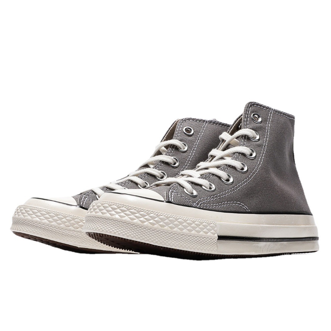 莆田鞋货源1970s 高帮石灰色男女帆布鞋运动鞋工厂一件代发批发