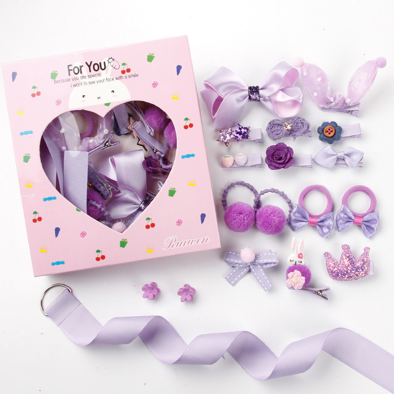 Korean Style Children's Cute Hairpin Gift Box 18 Pieces Headdress Drawer Boxed Hair Accessories Girl Hair Ring Princess Side Clip Headdress