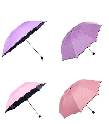 Factory Direct Sales Tri-Fold Sunny Umbrella Blooming in Water Creative Vinyl UV-Proof Sunshade Umbrella Logo