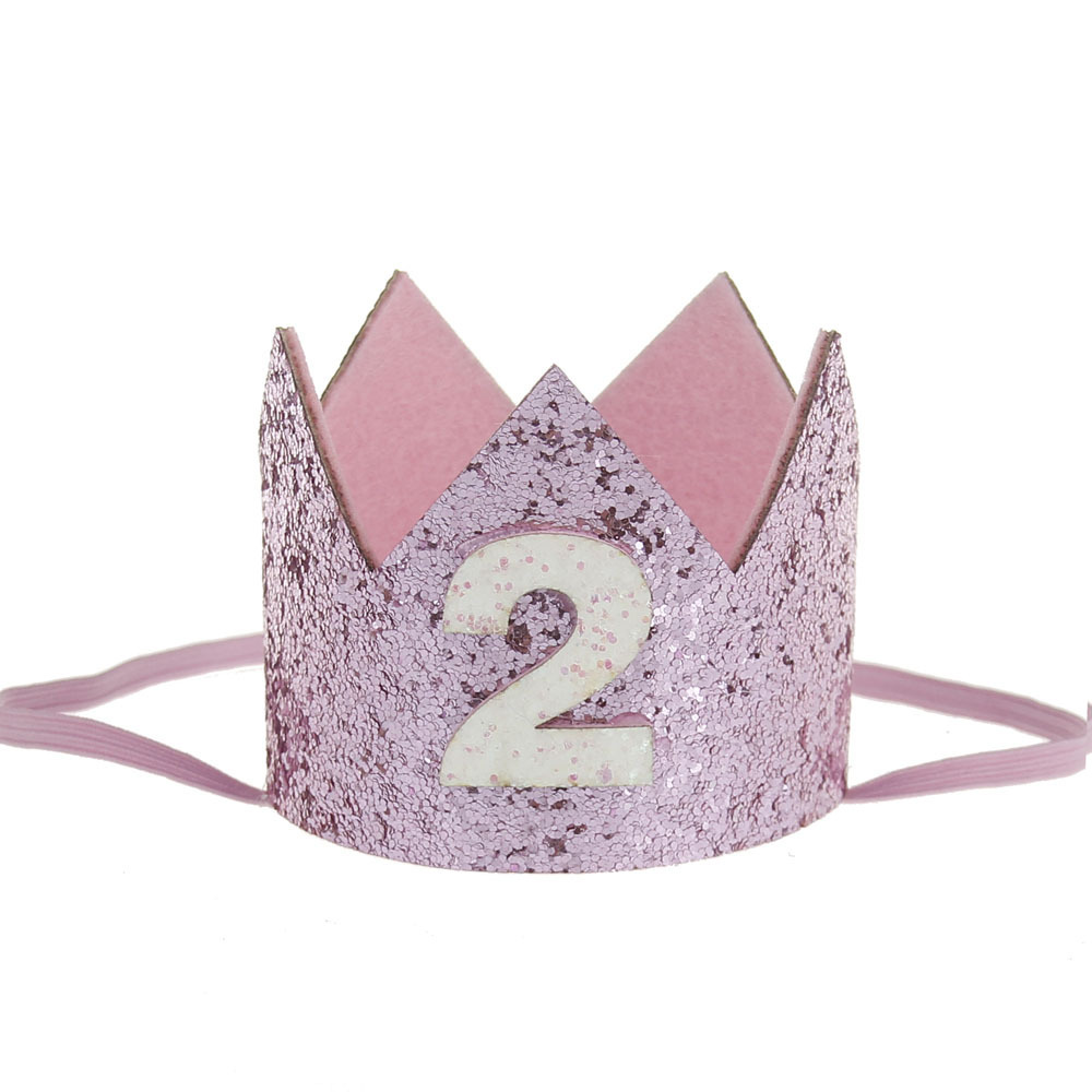 新款欧美宝宝拍照时尚写真生日皇冠帽子3d立体数字发箍发带头饰