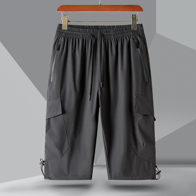 新款夏季短裤男多口袋男中老年男士七分裤休闲冰丝裤子男马裤