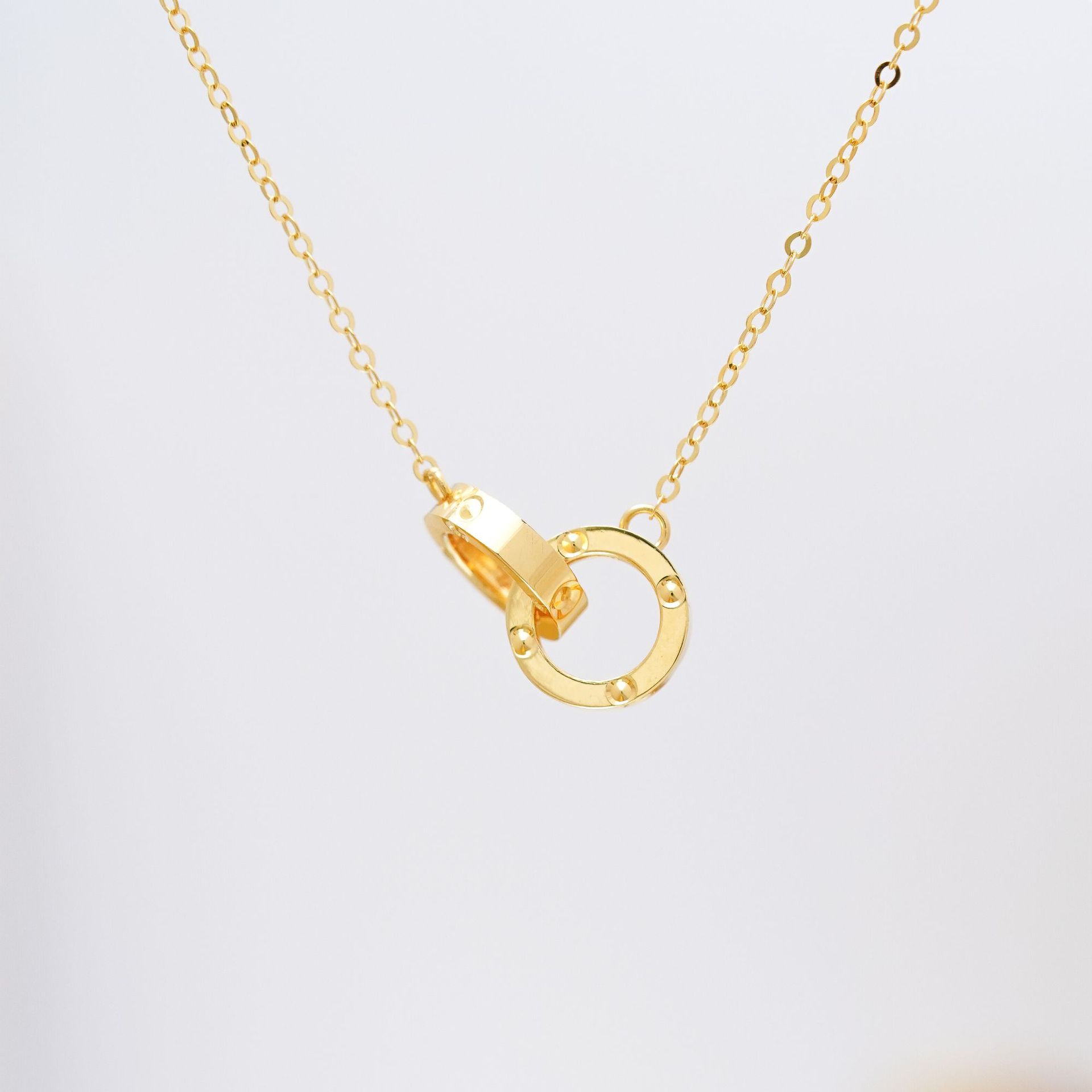 18k项链 双环项链18k金项链真品au750正品18k金