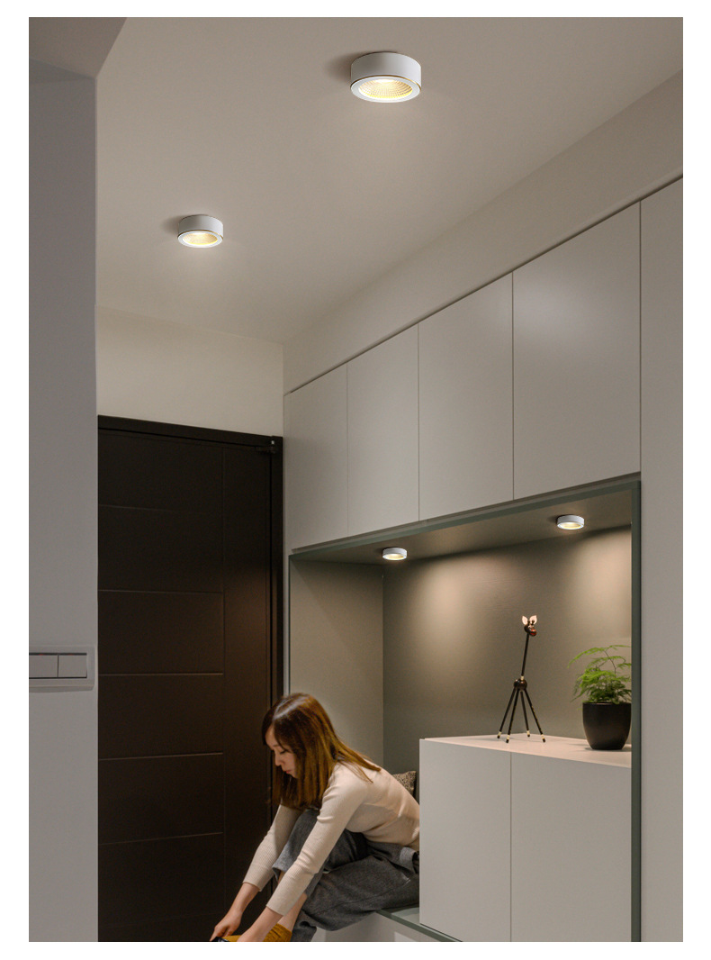 全铜明装筒灯免开孔客厅天花射灯北欧led吸顶灯简约过道玄关灯饰