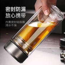 双层玻璃喝水杯大容量男士便携茶叶隔热保温透明防摔大号泡茶杯子