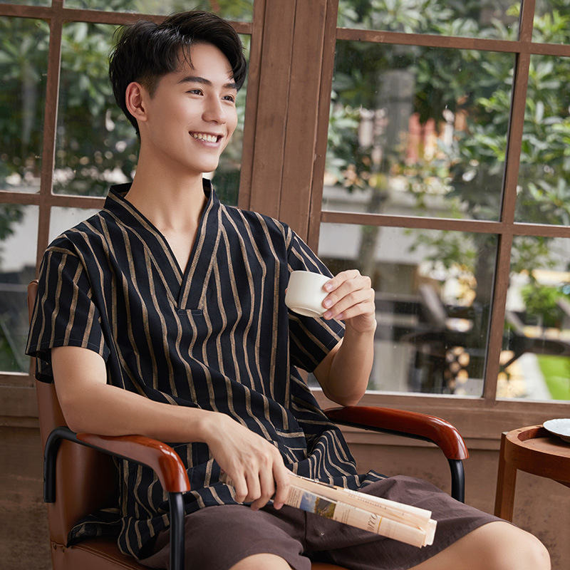 23新款高档纯棉汗蒸服男洗浴中心浴服加肥加大居家日用汗蒸服