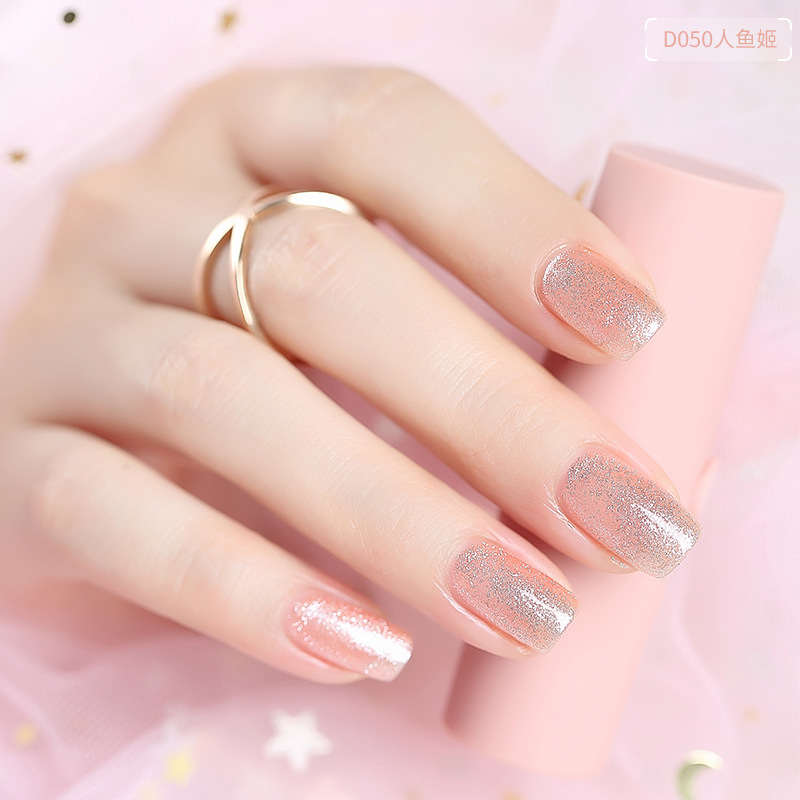 2021年网红流行甲油胶孔雀绿璀璨绿闪指甲油美甲店光疗甲油胶