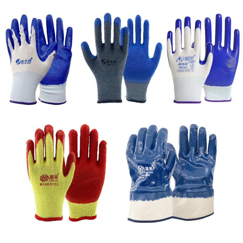 Labor Protection Gloves Work Dipping Rubber Hanged Nitrile Gloves Wear-Resistant Protective Non-Slip Thickened Nitrile Glove Wholesale