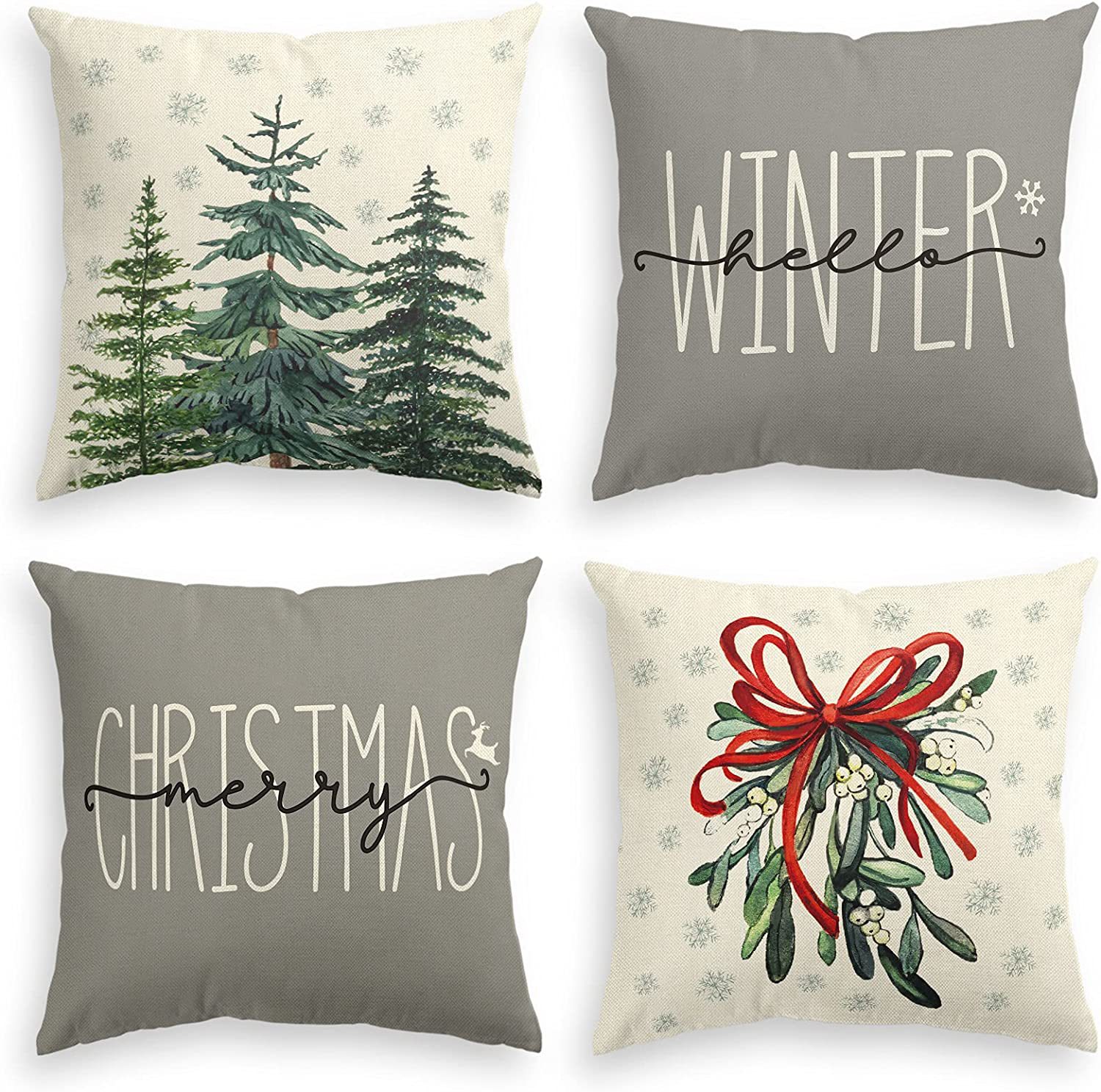 2023 Amazon New Pillow Letter Christmas Pillow Nordic Simple Cushion Linen Printing Bedside Cushion