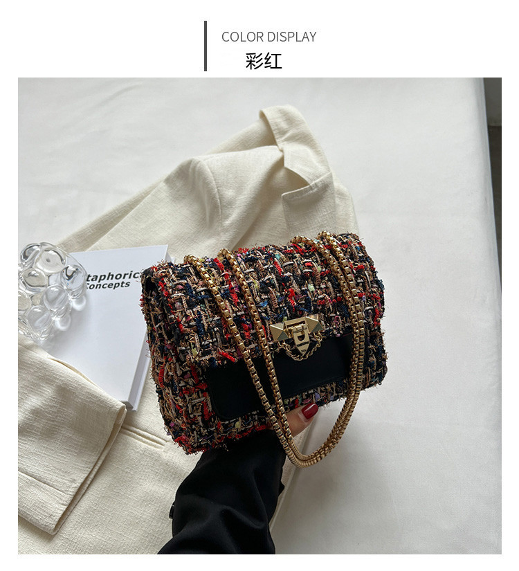 New Classic Style Lock Woolen Small Square Bag Mini Chain Bag Woolen Shoulder Crossbody Small Bag for Women One Piece Dropshipping