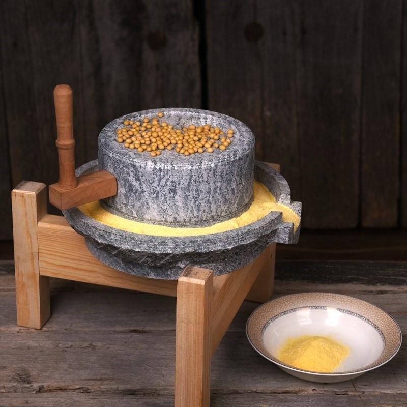 手摇磨豆机磨粉机手推懒人石头磨子碾盘老石磨农村豆浆传统创意热