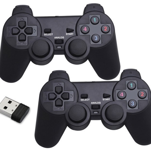 跨境热款无线双人游戏手柄一拖二震动双打游戏手柄控制器pc手柄