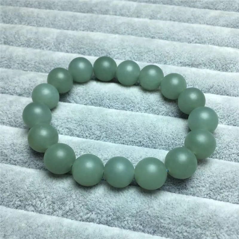 新疆天然和田玉蓝调手链且末蓝 素款单圈哑光10mm男女款情侣手串