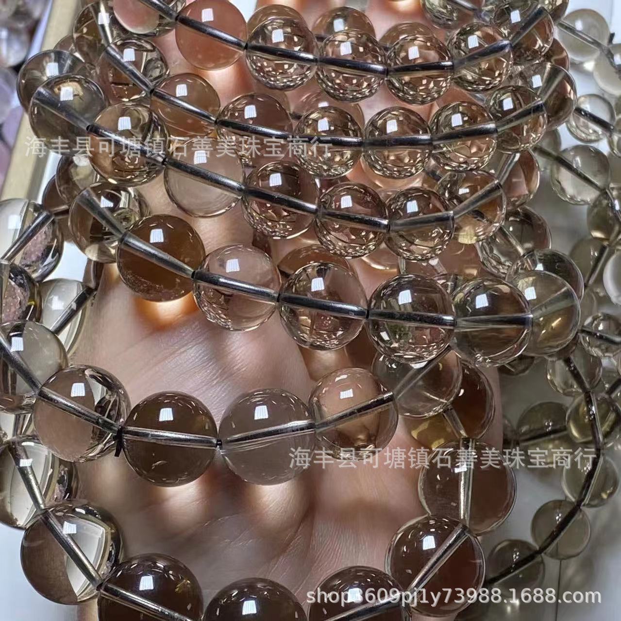 天然茶水晶手链 女男情侣 茶晶烟晶单圈手串 晶体干净透彻-阿里巴巴