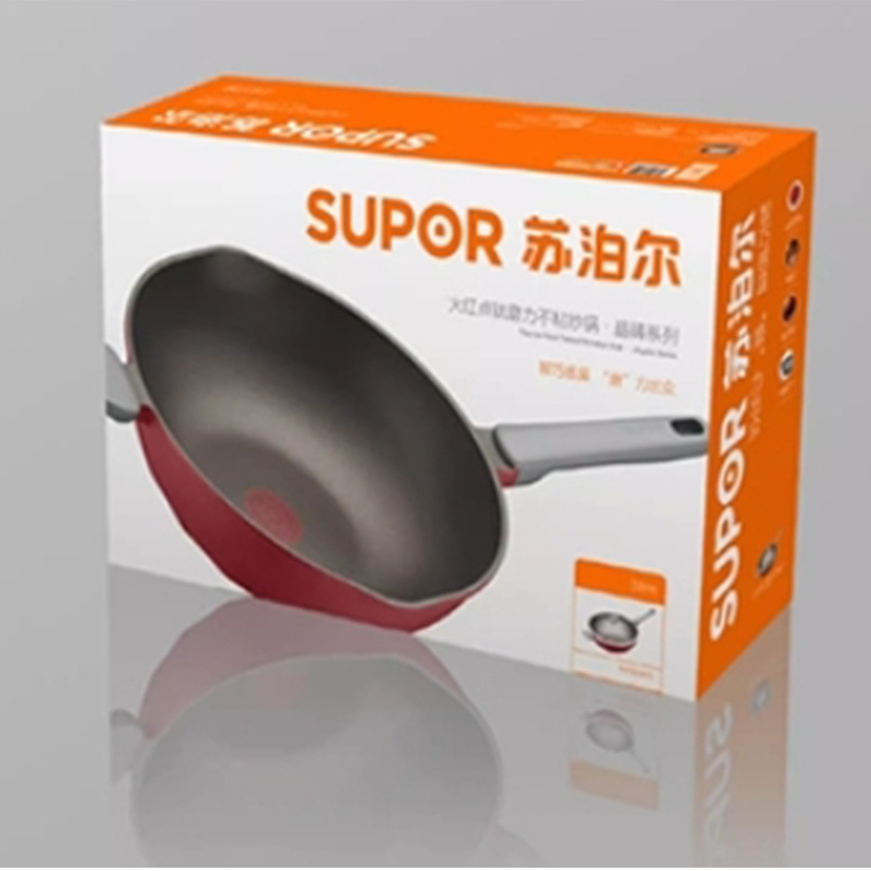 Supor Titanium Grinding Non-Stick Wok Hot Red Point Control Oil Temperature Household Pan Frying Pan Induction Cooker Non-Stick Pan 32