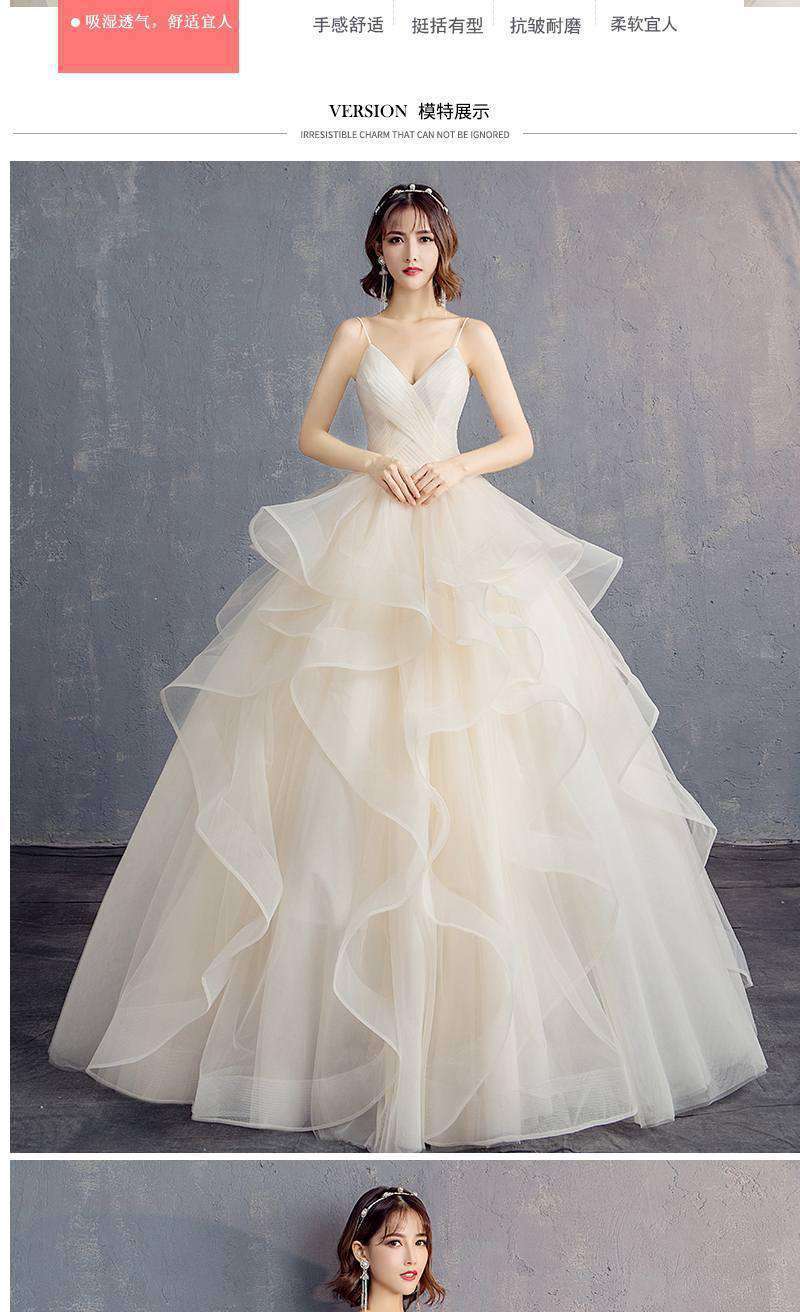 婚纱礼服2021新款春季新娘结婚简约吊带抹胸婚纱蓬蓬裙女