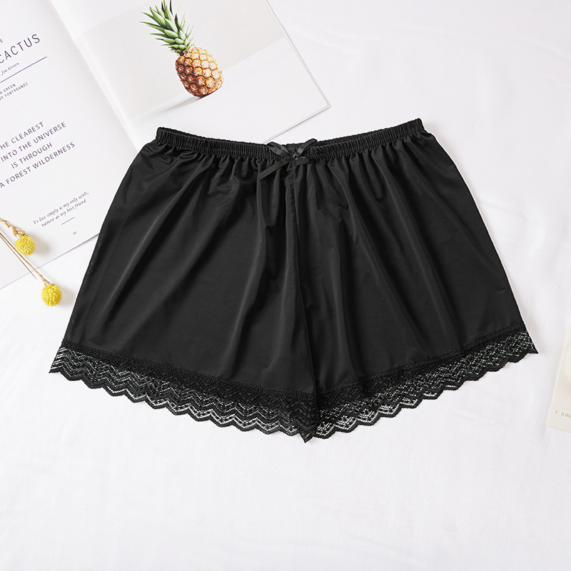 Women's Safety Pants for Outer Wear Summer Ice Silk Bow Lace Loose Anti-Exposure plus Size Base Shorts Safety Pants