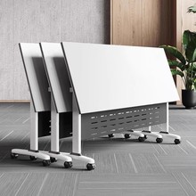 可折叠培训桌会议桌椅组合可移动拼接多功能办公班长条双人课桌子