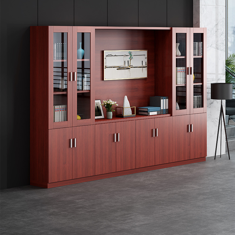 文件柜办公室老板桌背景柜档案柜资料柜子收纳储物柜木质书柜靠墙