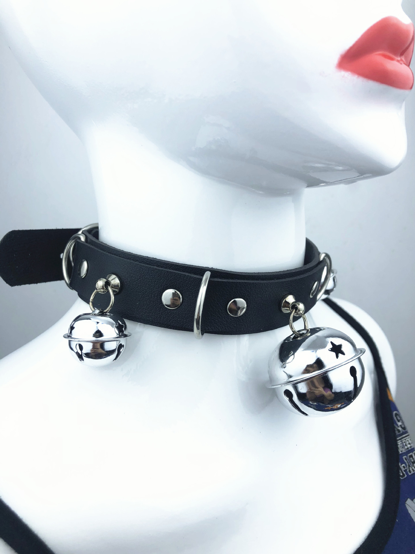 跨境日系原宿zipper萌女仆软妹萝莉铃铛项圈皮革束缚情趣颈饰项链