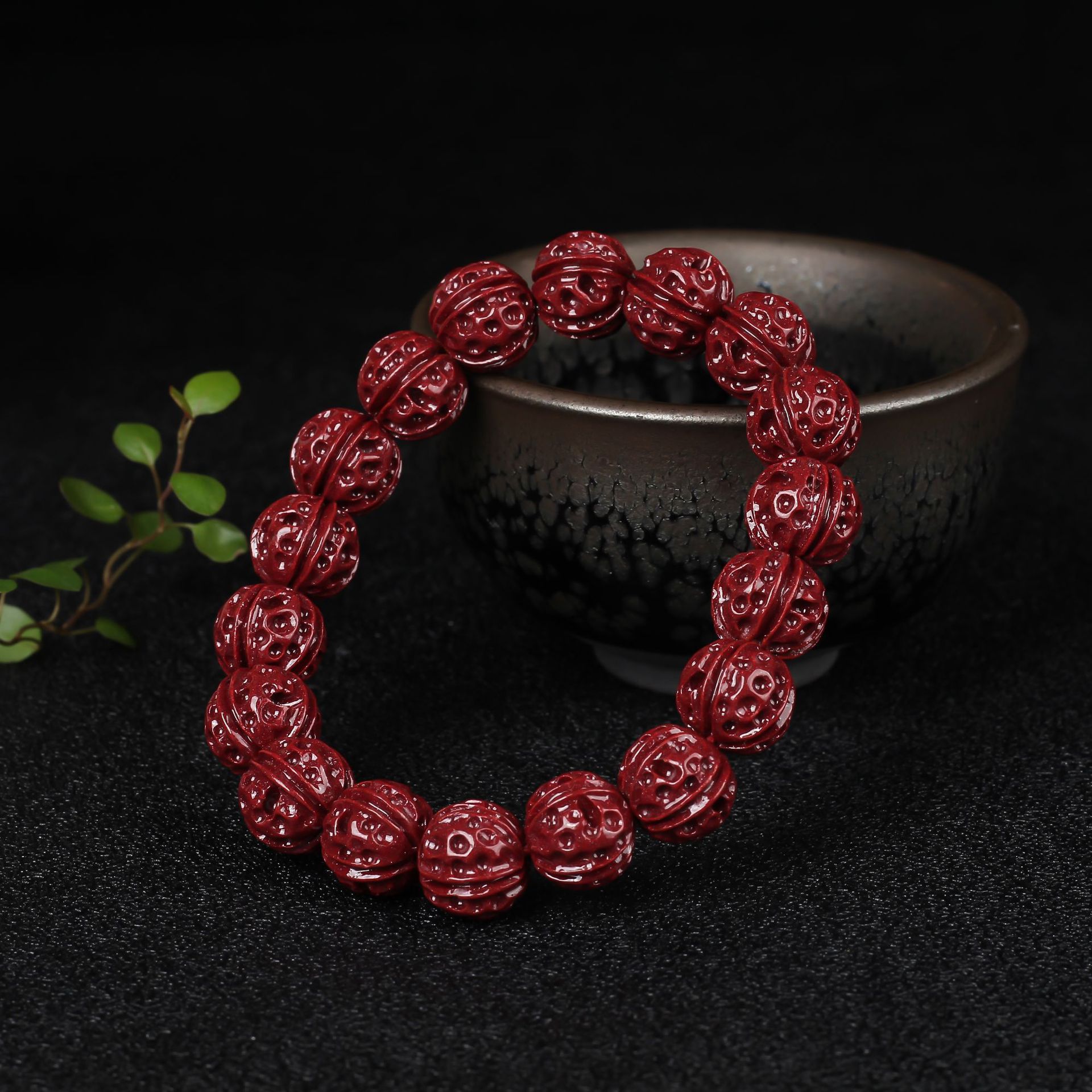 正品朱砂金刚菩提手链高含量天然原矿石帝王紫金砂男女款核桃手串