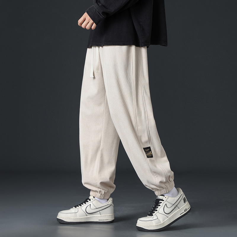 Corduroy Men's Autumn Loose Sports Ankle-Tied Trousers Heavy Sweatpants Autumn and Winter Fashion Brand Wide-Leg Casual Pants