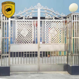 乡村别墅公寓平开防盗庭院电动遥控金属欧式围墙304不锈钢大门