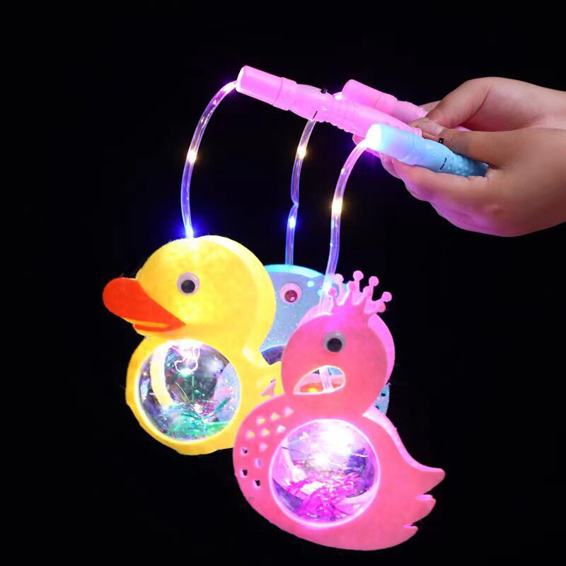 Children's Portable Luminous Lantern Square Park Stall Night Market Hot Sale Flash Cartoon Rabbit Lantern Toy Wholesale