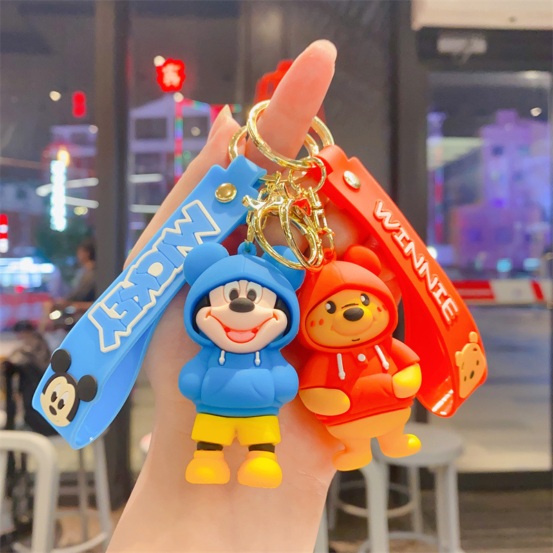 New Cute Cartoon Mickey Mouse Donald Duck Keychain Handbag Pendant Car Key Chain Pendant Ornaments for Couple Gift