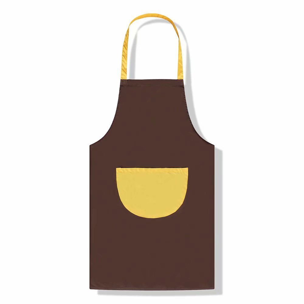 广告围裙定制logo家用罩衣半圆口袋撞色挂脖餐厅围裙厂家批发