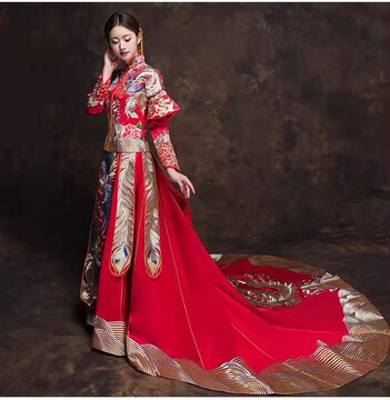 馨德奇秀禾服22婚嫁新娘款刺绣龙凤褂裙缎面婚纱礼服结婚嫁衣婚纱