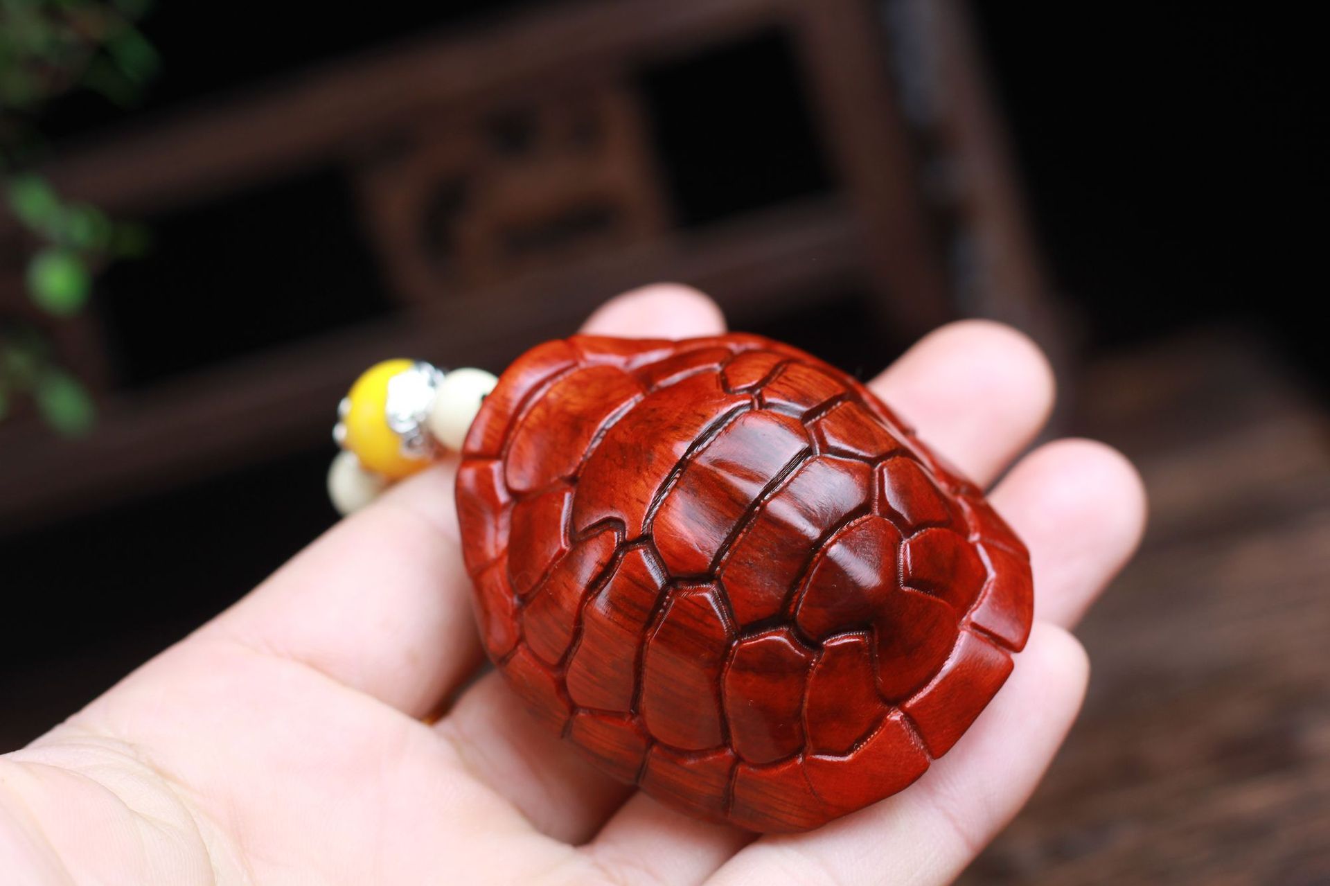 小叶紫檀乌龟壳摆件文玩龟壳手把件男士手玩把件木质工艺品饰品