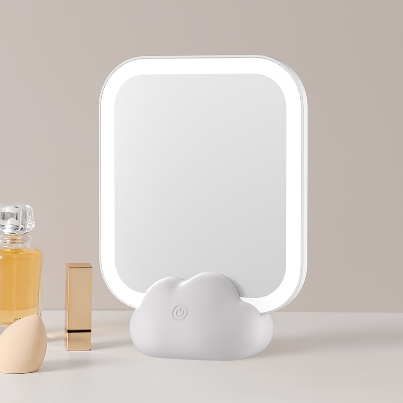 Makeup Mirror with Light L Cloud Pet Desktop Fill Mirror Ins Style Home Dormitory Desktop Portable Small Dressing Mirror