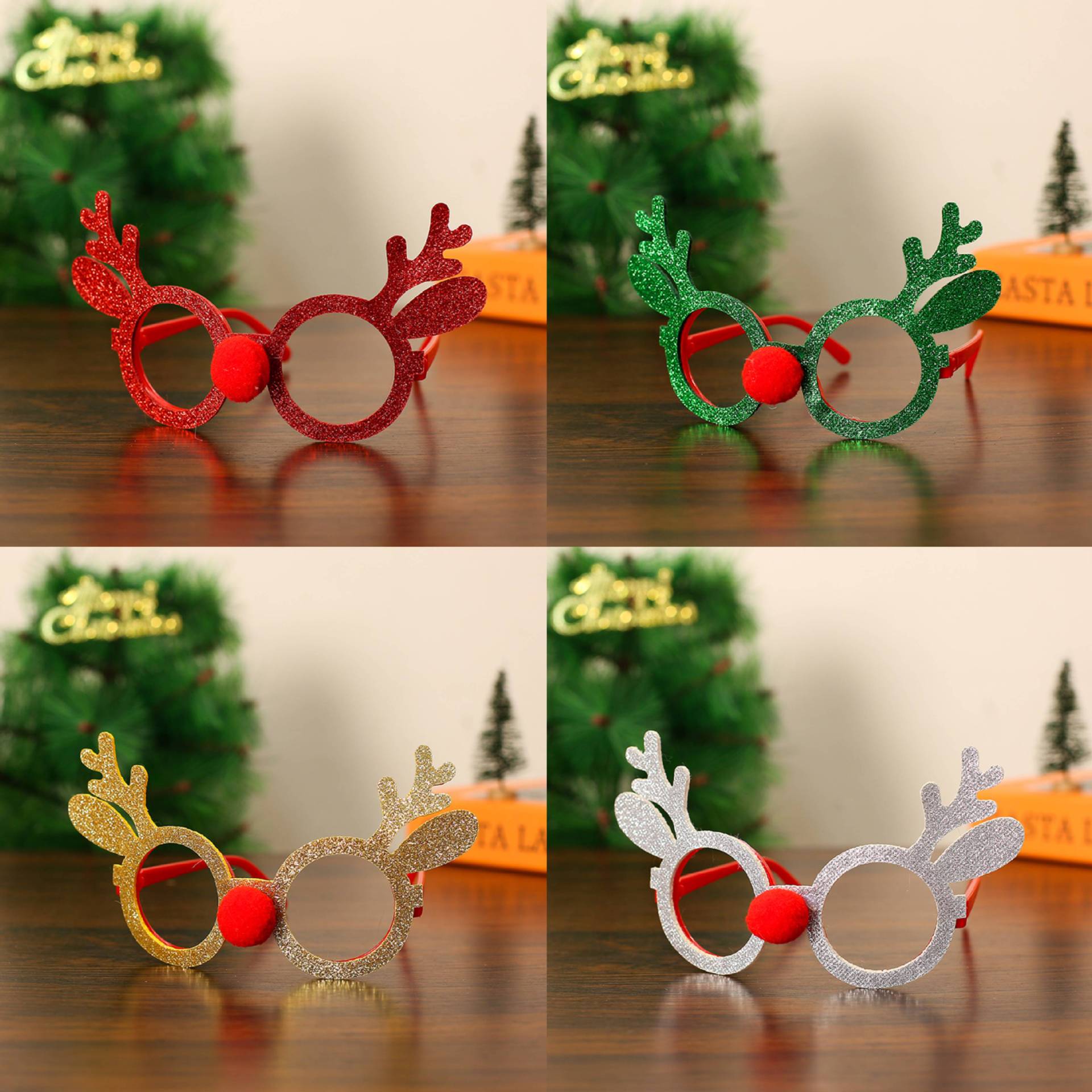 Cross-Border New Arrival Christmas Glasses Atmosphere Props Adult and Children Gift Funny Party Supplies Props New Year Glasses