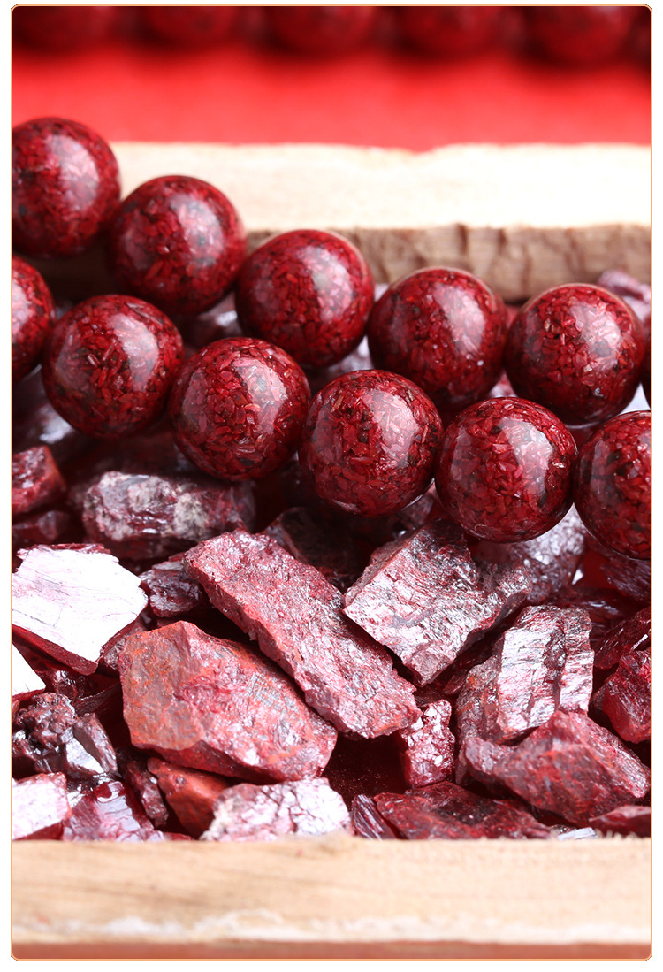 透光朱砂晶体108颗佛珠手串多圈手链男女情侣念珠原矿石一件代发