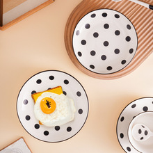 简约赫本风陶瓷盘子家用圆盘炒菜盘日式高级感餐具7-8英寸小菜碟