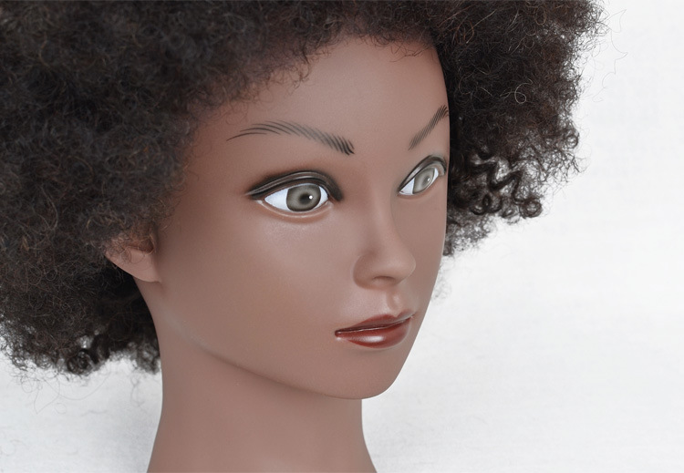 亚马逊真发头模假人头模练习头黑脸假人头非洲爆炸头头模全真人发