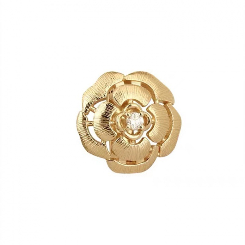 欧氏珠宝18k黄金钻石山茶花吊坠女au750高级感设计小众真钻单坠女