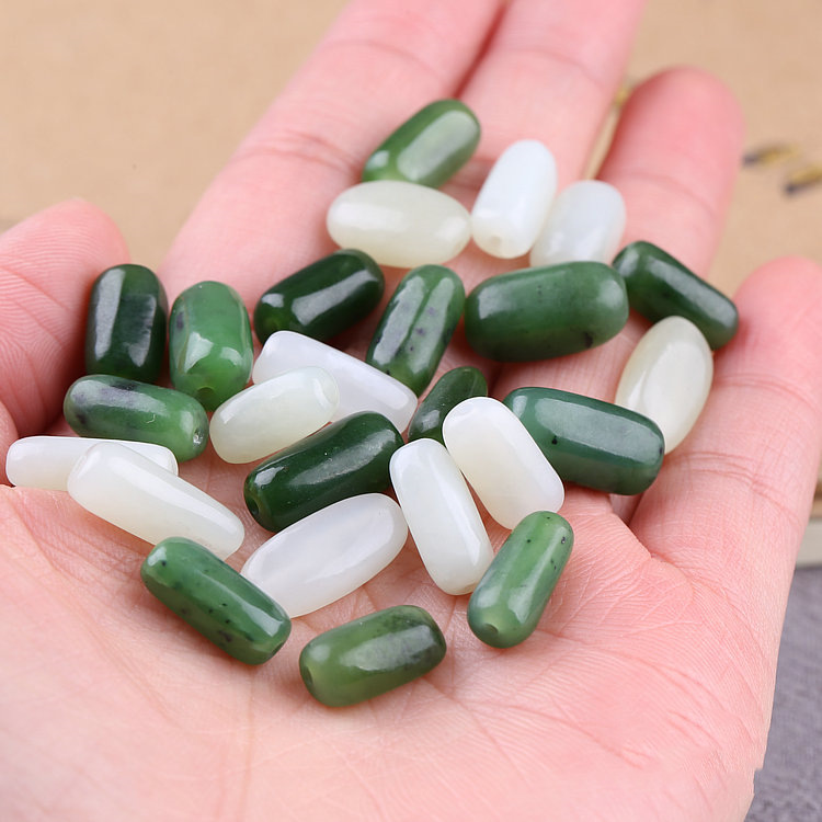 批发新疆和田玉随型珠子枣红皮和田碧玉手串项链挂绳散珠