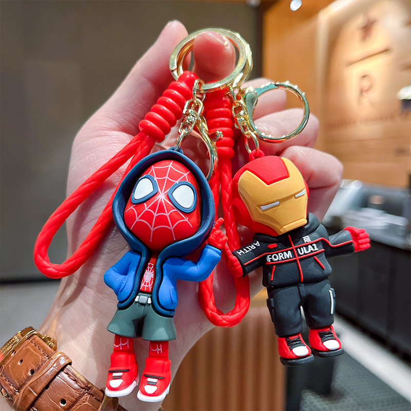 Cartoon Avengers Super Heros Three-Dimensional Doll Car Key Ring Hanging Piece Pendant Night Market Stall Gift