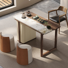 轻奢实木岩板茶桌椅组合现代家用阳台小茶桌工夫茶办公室会客茶台