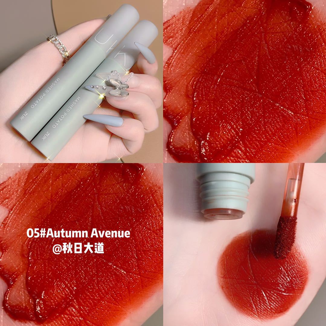 zuk~薄纱丝绒哑光唇泥铁锈红棕色女学生国货彩妆批发代发口红唇膏