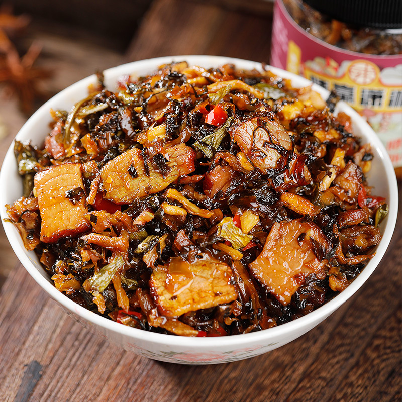 外婆菜腊肉农家自制湖南特产香辣味开胃下饭菜咸菜萝卜干熟食瓶装