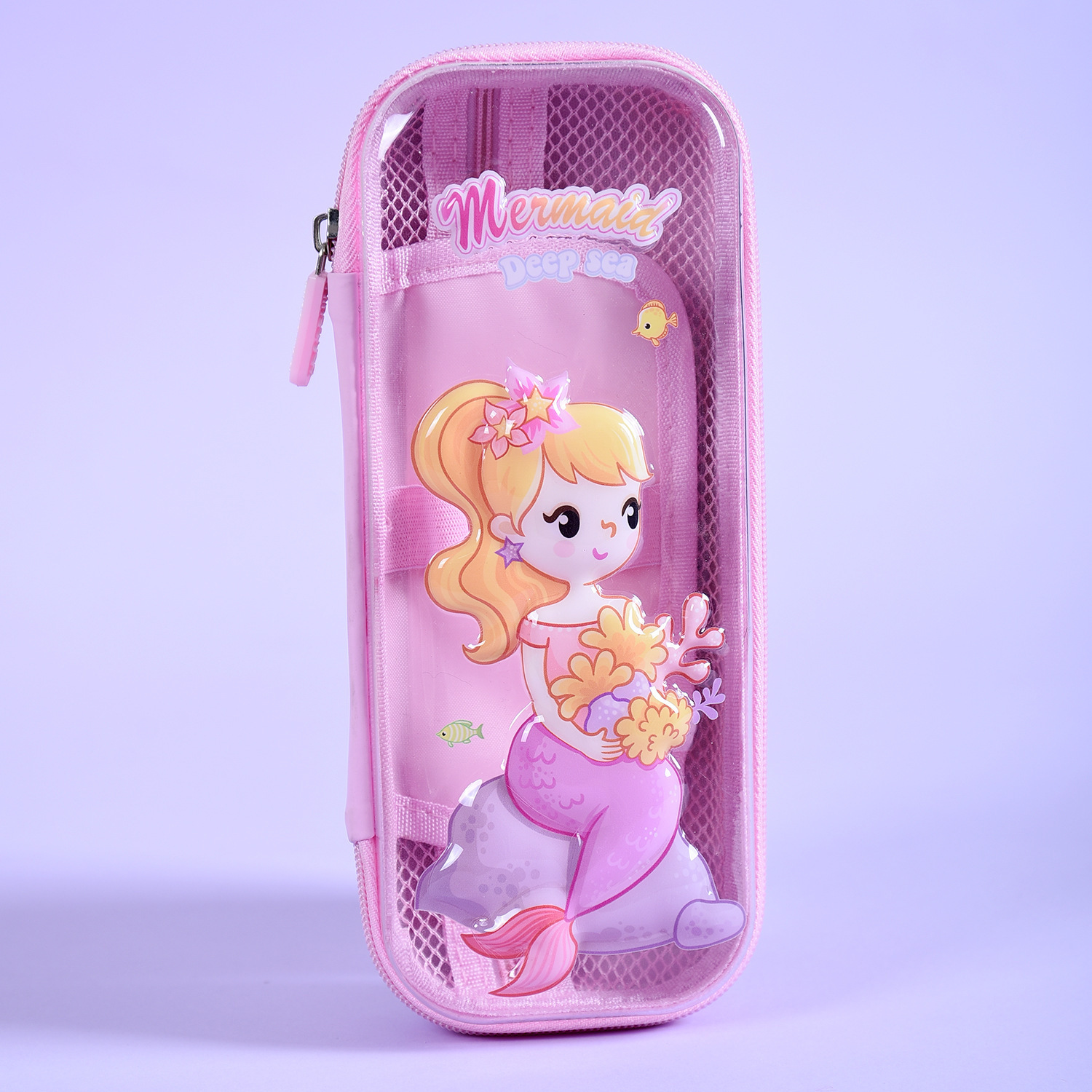 高颜值新款卡通美人鱼大容量3d透明笔盒笔袋学生礼品高档礼盒装