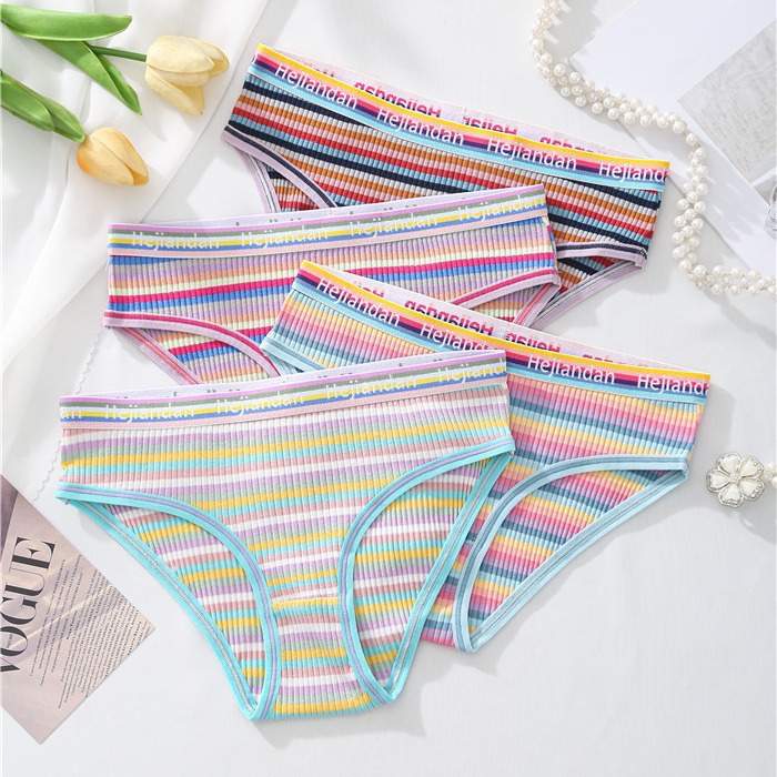 新款纯棉多巴胺风a类中腰无痕女生中腰简约纯色少女棉质三角内裤