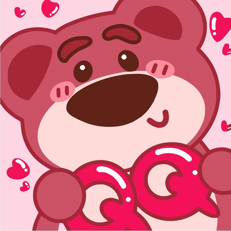 diy数字油画儿童填色画高覆盖率丙烯草莓熊卡通装饰画架批发20x20