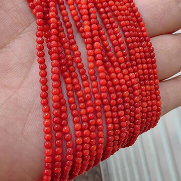 高品质仿红珊瑚散珠diy耳钉饰品配珠珊瑚手串半成品圆珠长链配饰