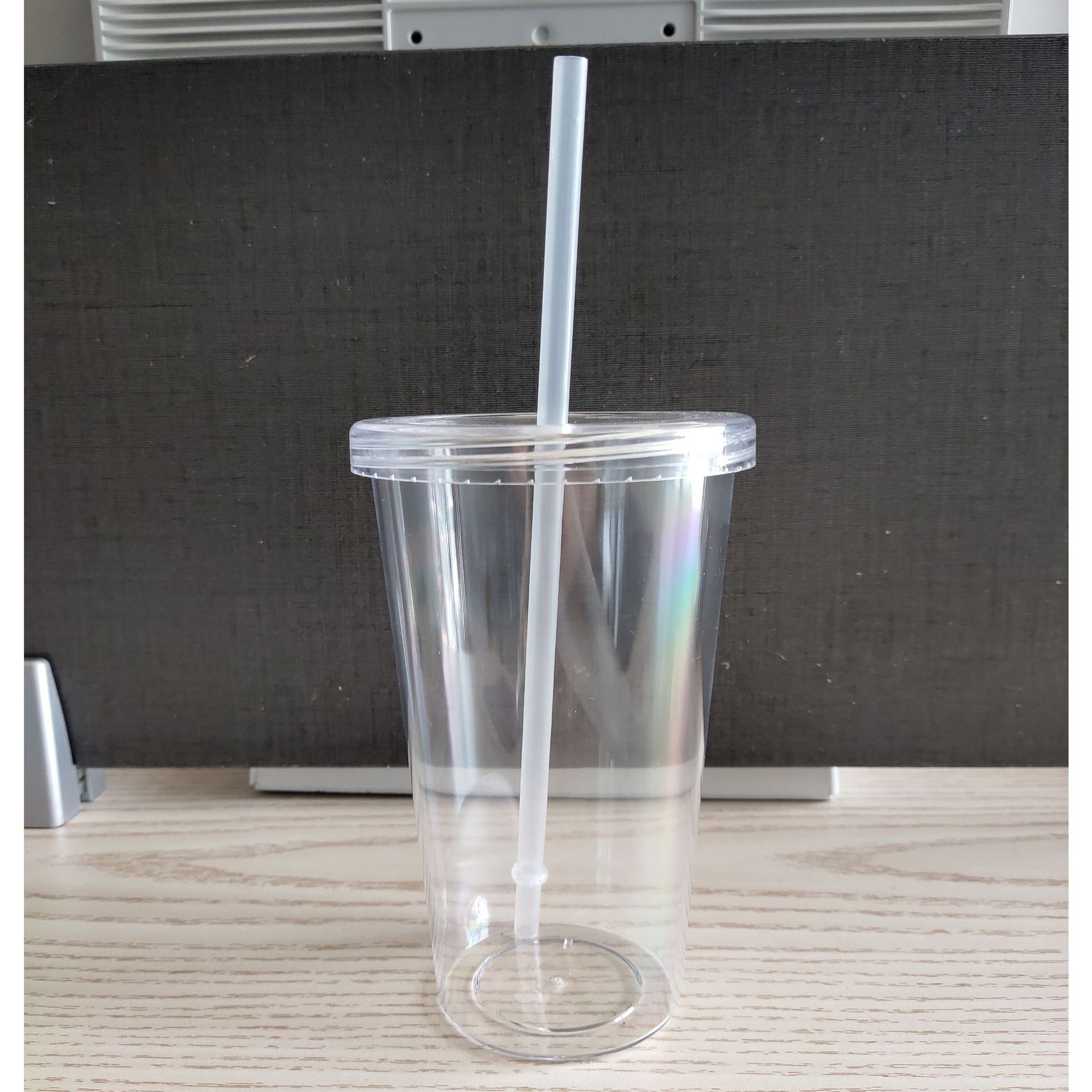 新款跨境16oz透明塑料单层吸管杯450ml景区冷饮杯无盒40个一箱起