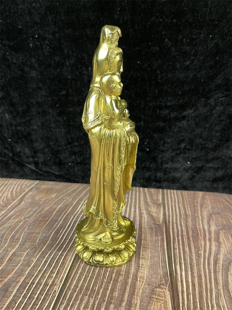 铜器批发 黄铜送子观音站送子观音铜像黄铜观音工艺品摆件