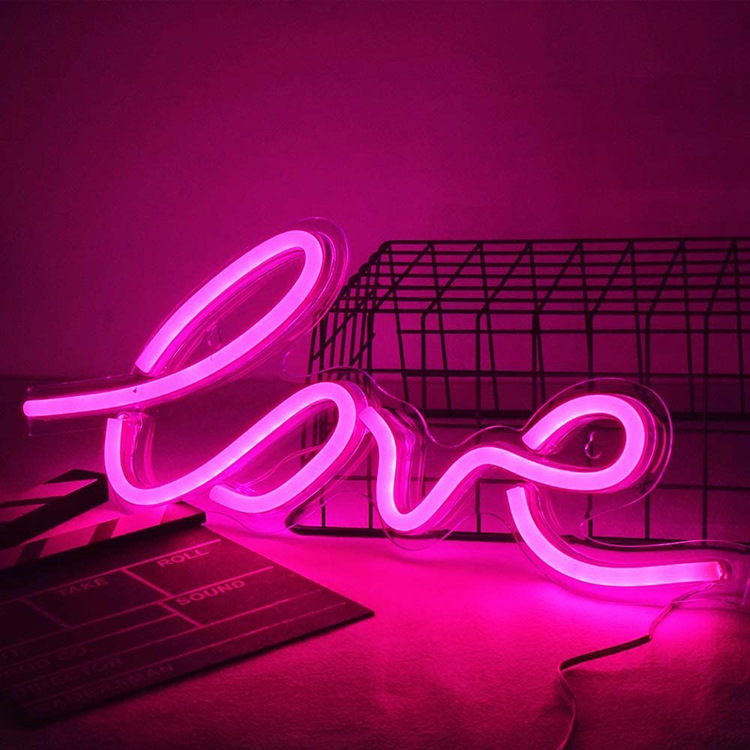 供应线上电商背板霓虹灯led霓虹灯粉色love透明亚克力背板灯